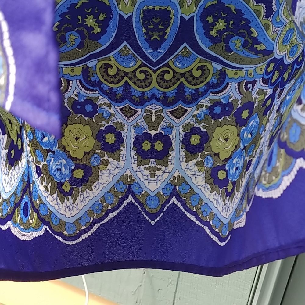 2/$20 Darling Scarf Style Blue Green Mini Skirt - Picture 7 of 8